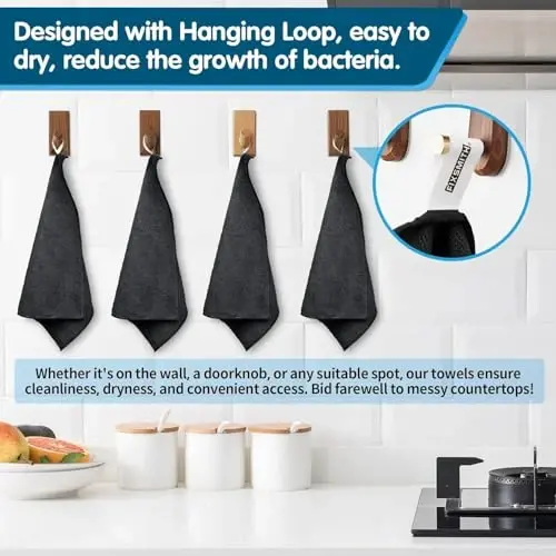 FIXSMITH Black Microfiber Cleaning Cloth -Pack of 50, Highly Absorbent Cleaning Rags, 16