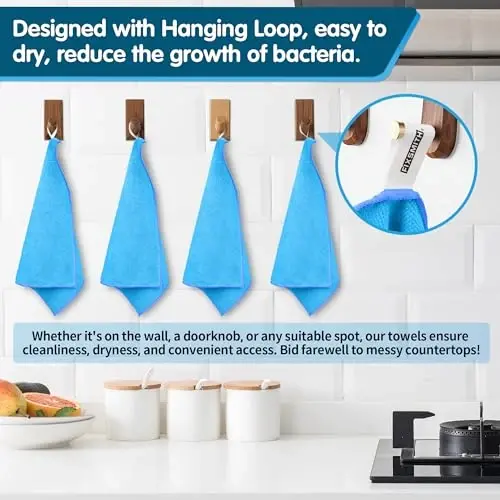 FIXSMITH Blue Microfiber Cleaning Cloth -Pack of 8, Highly Absorbent Cleaning Rags, 16