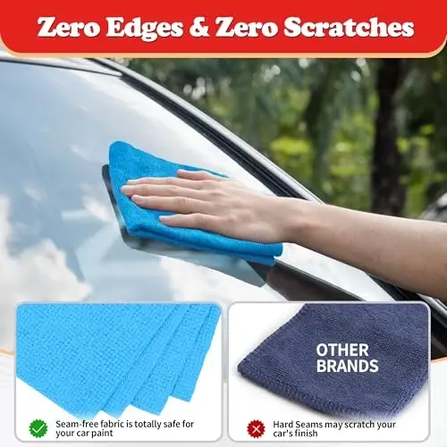 FIXSMITH Shop Towels, Microfiber Cleaning Cloth Bulk, 24 Pack Microfiber Towels for Cars, All-Purpose Absorbent Cleaning Rags, Dust Cloth for Automotive, Mechanic, Garage, Bar, 11.5 x 11.5 inch - 4