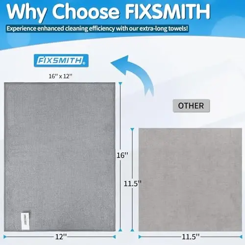FIXSMITH Grey Microfiber Cleaning Cloth -Pack of 24, Highly Absorbent Cleaning Rags, 16