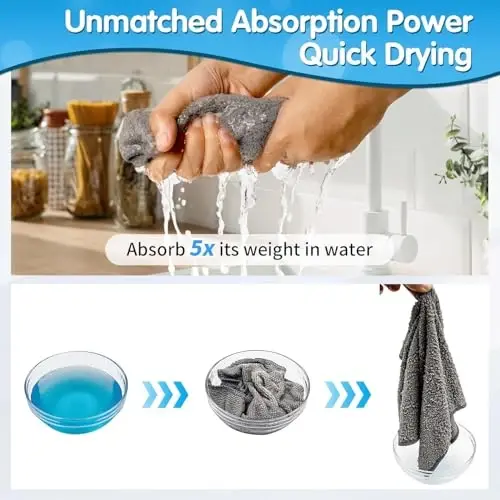 FIXSMITH Grey Microfiber Cleaning Cloth -Pack of 24, Highly Absorbent Cleaning Rags, 16