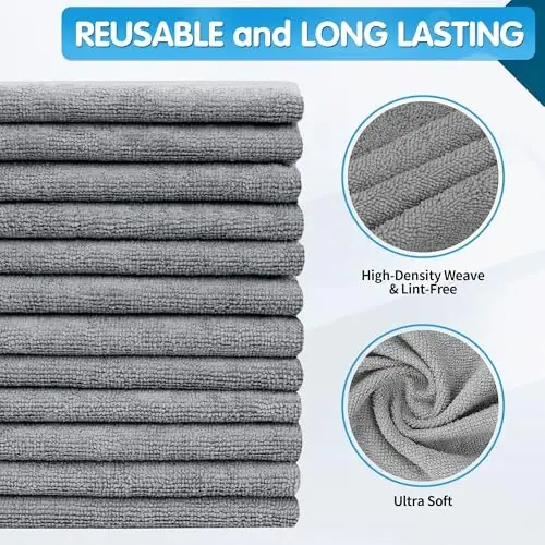FIXSMITH Grey Microfiber Cleaning Cloth, Pack of 50, 16