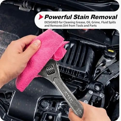 FIXSMITH Microfiber Cleaning Cloth, 100 Pack Shop Towels, Micro Fiber Cloth for Cleaning Car, All-Purpose Absorbent Cleaning Rags for Housekeeping, Dust Cloth for Office, Car Wash Towels, 12inx12in - 5