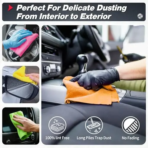 FIXSMITH Microfiber Cleaning Cloth, 100 Pack Shop Towels, Micro Fiber Cloth for Cleaning Car, All-Purpose Absorbent Cleaning Rags for Housekeeping, Dust Cloth for Office, Car Wash Towels, 12inx12in - 6