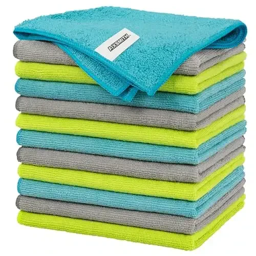 FIXSMITH Microfiber Cleaning Cloth - Pack of 12, Multi-Functional Towels, Size: 12 x 16 in, Highly Absorbent Rags, Lint-Free, Streak-Free for Car, Kitchen, Home, Office 