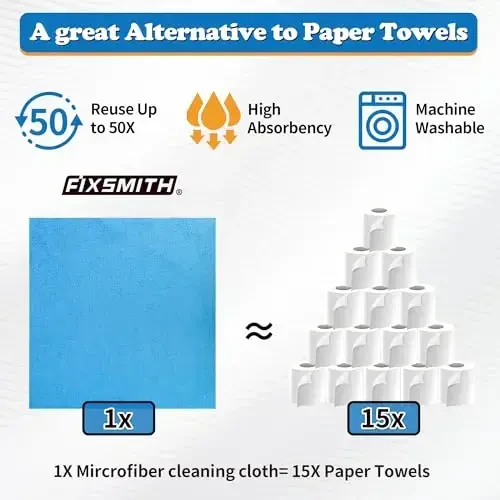FIXSMITH Microfiber Cleaning Cloth, Pack of 12, Shop Towels Bulk, Microfiber Towels for Cars, Lint Free, Scratch-Free Cleaning Cloths, Cleaning Rags for Housekeeping, 11.5 x 11.5 inch - 4