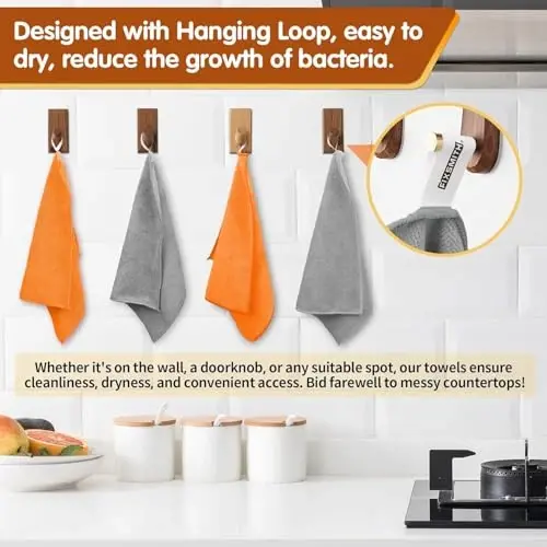 FIXSMITH Microfiber Cleaning Cloth -Pack of 24, Highly Absorbent Cleaning Rags(Grey&Orange), 16