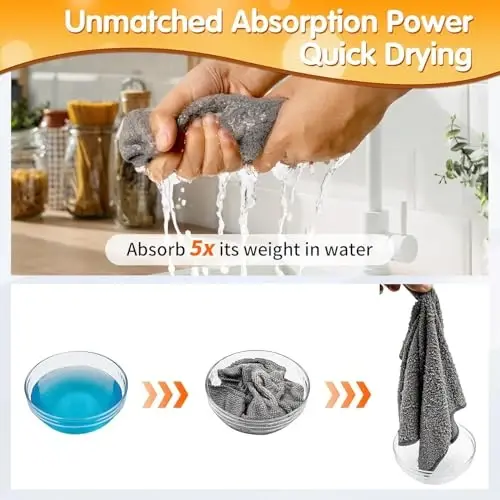 FIXSMITH Microfiber Cleaning Cloth -Pack of 24, Highly Absorbent Cleaning Rags(Grey&Orange), 16