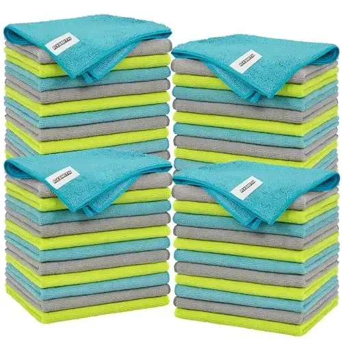 FIXSMITH Microfiber Cleaning Cloth - Pack of 48, Multi-Functional Cleaning Towels, Size: 12 x 16 in, Highly Absorbent Cleaning Rags, Lint-Free, Streak-Free Cleaning Cloths for Car Kitchen Home Office - FIXSMITH