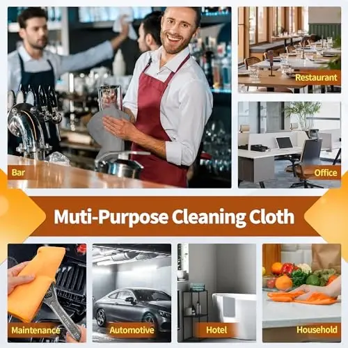 FIXSMITH Microfiber Cleaning Cloth -Pack of 8, Highly Absorbent Cleaning Rags(Grey&Orange), 16