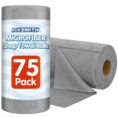 FIXSMITH Microfiber Cleaning Cloth Roll -75 Pack, Microfiber Towel Roll Tear Away, Reusable Cleaning Rags, Microfiber Towels for Cars, Dish Rags Dust Cloths for Kitchen, Home, Auto 11.5 x 11.5 inch - 1
