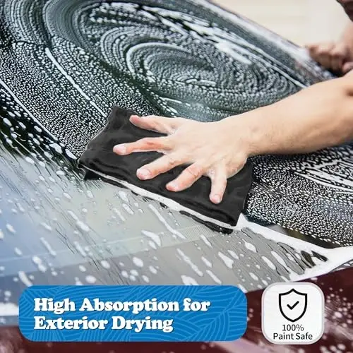 FIXSMITH Microfiber Cleaning Cloth, Shop Towels Bulk, 24 Pack Black Microfiber Towels for Cars, All-Purpose Absorbent Cleaning Rags, Dust Cloth for Automotive, Mechanic, Garage, Bar, 12 x 11 inch - 5