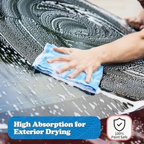 FIXSMITH Microfiber Cleaning Cloth, Shop Towels Bulk, 24 Pack Blue Microfiber Towels for Cars, All-Purpose Absorbent Cleaning Rags, Dust Cloth for Automotive, Mechanic, Garage, Bar, 12 x 11 inch - 6