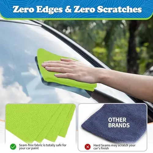 FIXSMITH Microfiber Cleaning Cloth, Shop Towels Bulk, 24 Pack Green Microfiber Towels for Cars, All-Purpose Absorbent Cleaning Rags, Dust Cloth for Automotive, Mechanic, Garage, Bar, 12 x 11 inch - 4