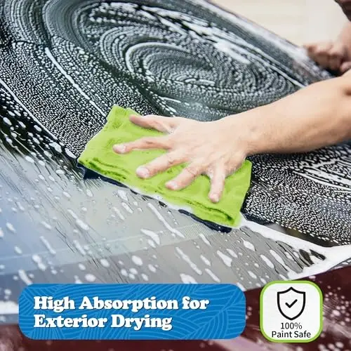 FIXSMITH Microfiber Cleaning Cloth, Shop Towels Bulk, 24 Pack Green Microfiber Towels for Cars, All-Purpose Absorbent Cleaning Rags, Dust Cloth for Automotive, Mechanic, Garage, Bar, 12 x 11 inch - 5