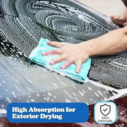 FIXSMITH Microfiber Cleaning Cloth, Shop Towels Bulk, 24 Pack Microfiber Towels for Cars, All-Purpose Absorbent Cleaning Rags, Dust Cloth for Automotive, Mechanic, Garage, Bar, 12 x 11 inch - 6