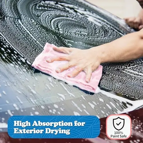 FIXSMITH Microfiber Cleaning Cloth, Shop Towels Bulk, 24 Pack Pink Microfiber Towels for Cars, All-Purpose Absorbent Cleaning Rags, Dust Cloth for Automotive, Mechanic, Garage, Bar, 12 x 11 inch - 5