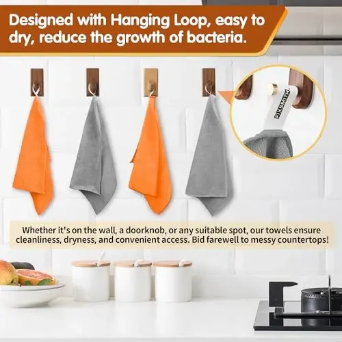 FIXSMITH Microfiber Cleaning Cloth -Pack of 12, Highly Absorbent Cleaning Rags(Grey&Orange), 16