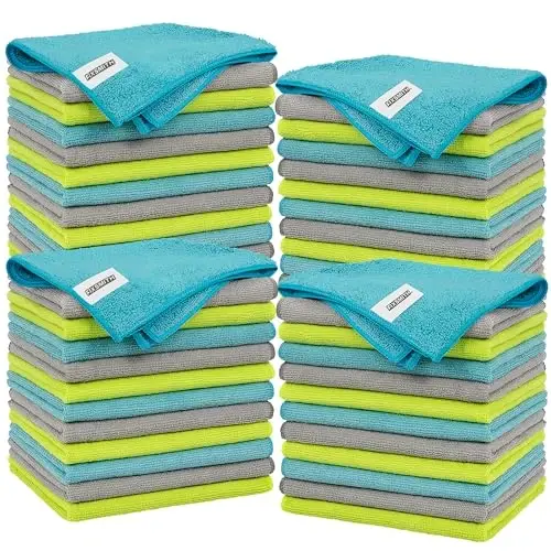 FIXSMITH Microfiber Cleaning Cloth - Pack of 48, Multi-Functional Cleaning Towels, Size: 12 x 16 in, Highly Absorbent Cleaning Rags, Lint-Free, Streak-Free Cleaning Cloths for Car Kitchen Home Office 