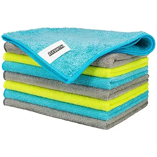 FIXSMITH Microfiber Cleaning Cloth - Pack of 8, Size: 12 x 16 in, Multi-Functional Cleaning Towels, Highly Absorbent Cleaning Rags, Lint-Free, Streak-Free Cleaning Cloths for Car Kitchen Home 