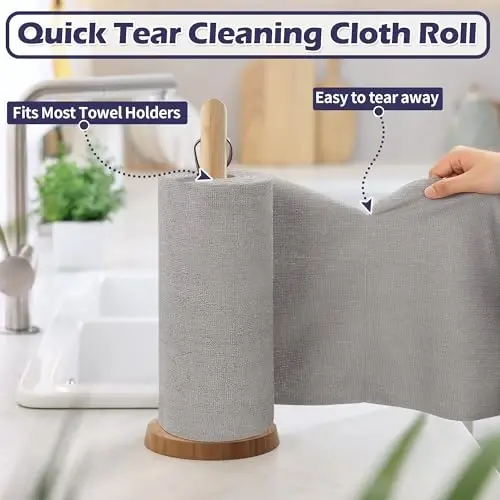 FIXSMITH Microfiber Cleaning Cloth Roll -75 Pack, Microfiber Towel Roll Tear Away, Reusable Cleaning Rags, Microfiber Towels for Cars, Dish Rags Dust Cloths for Kitchen, Home, Auto 11.5 x 11.5 inch - 3