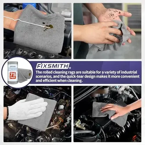 FIXSMITH Microfiber Cleaning Cloth Roll -75 Pack, Microfiber Towel Roll Tear Away, Reusable Cleaning Rags, Microfiber Towels for Cars, Dish Rags Dust Cloths for Kitchen, Home, Auto 11.5 x 11.5 inch - 4