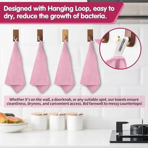 FIXSMITH Pink Microfiber Cleaning Cloth -Pack of 8, Highly Absorbent Cleaning Rags, 16