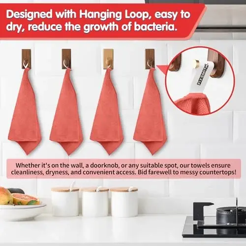 FIXSMITH Red Microfiber Cleaning Cloth -Pack of 8, Highly Absorbent Cleaning Rags, 16
