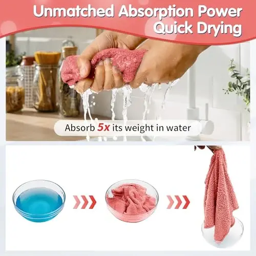 FIXSMITH Red Microfiber Cleaning Cloth -Pack of 8, Highly Absorbent Cleaning Rags, 16