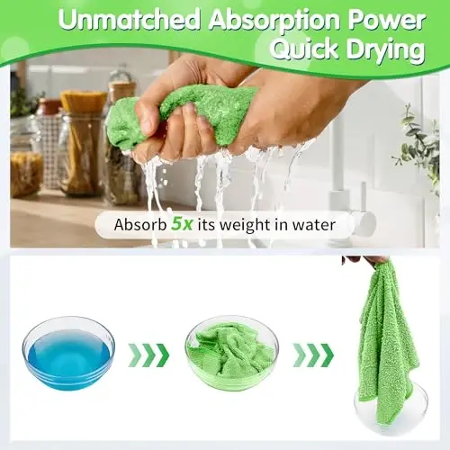FIXSMITH Sage Green Microfiber Cleaning Cloth -Pack of 8, Highly Absorbent Cleaning Rags, 16