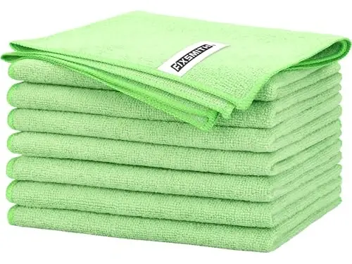 FIXSMITH Sage Green Microfiber Cleaning Cloth -Pack of 8, Highly Absorbent Cleaning Rags, 16