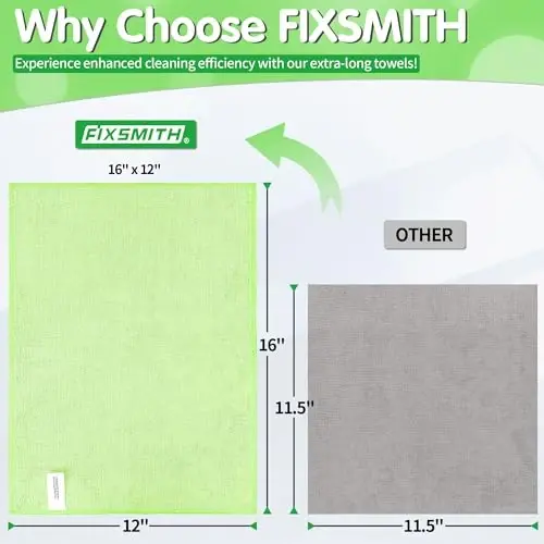 FIXSMITH Sage Green Microfiber Cleaning Cloth -Pack of 8, Highly Absorbent Cleaning Rags, 16