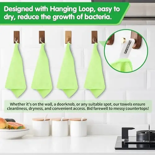 FIXSMITH Sage Green Microfiber Cleaning Cloth -Pack of 8, Highly Absorbent Cleaning Rags, 16