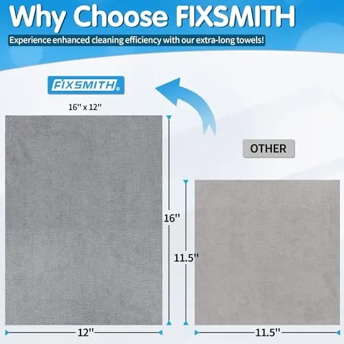 FIXSMITH Серые Микрофибровые Чистящие Салфетки, Пакет из 50 шт., 16