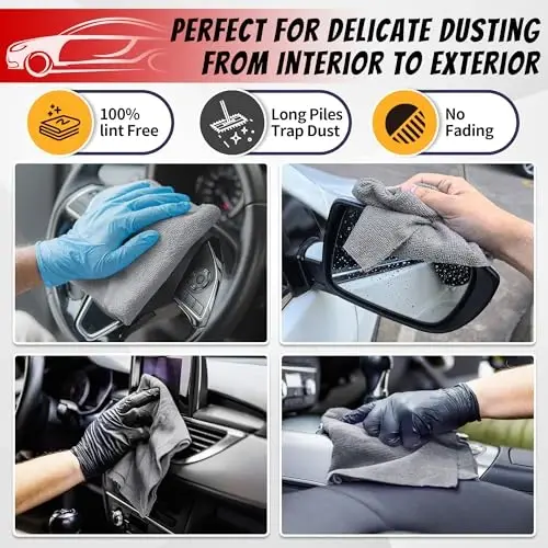 FIXSMITH Shop Towels, Pack of 50, Grey Microfiber Cleaning Cloth Bulk, Microfiber Towels for Cars, All-Purpose Absorbent Cleaning Rags, Dust Cloth for Automotive, Mechanic, Garage, 11.5 x 11.5 inch - FIXSMITH (1)