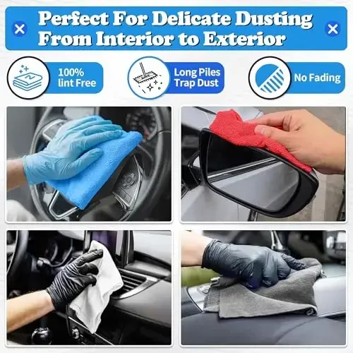 FIXSMITH Shop Towels, Microfiber Cleaning Cloth Bulk, 200 Pack Microfiber Towels for Cars, All-Purpose Absorbent Cleaning Rags, Dust Cloth for Automotive, Mechanic, Garage, Bar, 11.5 x 11.5 inch - 3