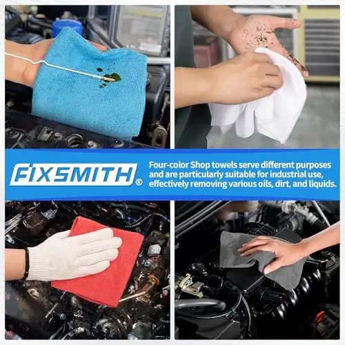 FIXSMITH Shop Towels, Microfiber Cleaning Cloth Bulk, 200 Pack Microfiber Towels for Cars, All-Purpose Absorbent Cleaning Rags, Dust Cloth for Automotive, Mechanic, Garage, Bar, 11.5 x 11.5 inch - 6