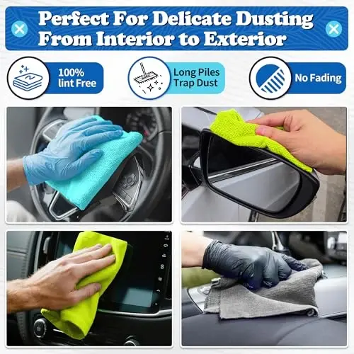 FIXSMITH Shop Towels, Microfiber Cleaning Cloth Bulk, 200 Pack Microfiber Towels for Cars, All-Purpose Absorbent Cleaning Rags, Dust Cloth for Automotive, Mechanic, Garage, Bar, 11.5 x 11.5 inch - 3
