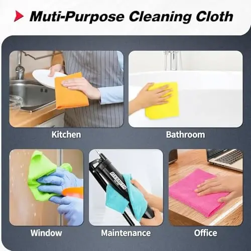FIXSMITH Shop Towels, Microfiber Cleaning Cloth Bulk, 24 Pack Microfiber Towels for Cars, All-Purpose Absorbent Cleaning Rags, Dust Cloth for Automotive, Mechanic, Garage, Bar, 11.5 x 11.5 inch - 5