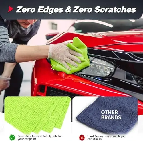 FIXSMITH Shop Towels, Microfiber Cleaning Cloth Bulk, 24 Pack Microfiber Towels for Cars, All-Purpose Absorbent Cleaning Rags, Dust Cloth for Automotive, Mechanic, Garage, Bar, 11.5 x 11.5 inch - 6
