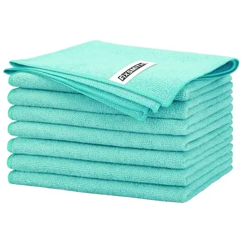 FIXSMITH Turquoise Microfiber Cleaning Cloth -Pack of 8, Highly Absorbent Cleaning Rags, 16