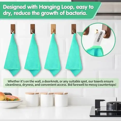 FIXSMITH Turquoise Microfiber Cleaning Cloth -Pack of 8, Highly Absorbent Cleaning Rags, 16