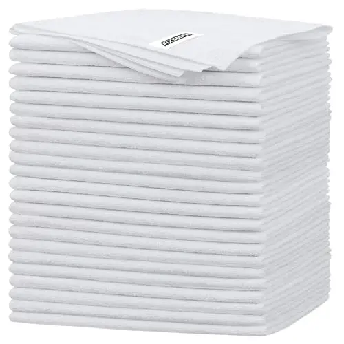 FIXSMITH White Microfiber Cleaning Cloth -Pack of 24, Highly Absorbent Cleaning Rags, 16