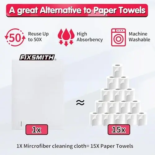 FIXSMITH White Microfiber Cleaning Cloth -Pack of 24, Highly Absorbent Cleaning Rags, 16