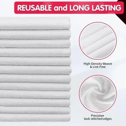 FIXSMITH White Microfiber Cleaning Cloth, Pack of 50, 16