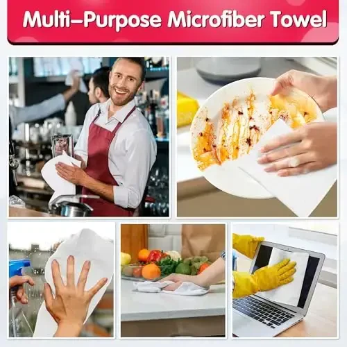 FIXSMITH White Microfiber Cleaning Cloth, Pack of 50, 16