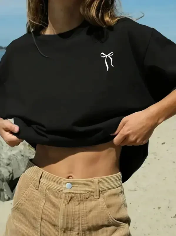 Fiyonk Baskılı Siyah Oversize Unisex T-shirt- Siyah - BÜYÜKBEDENIZ