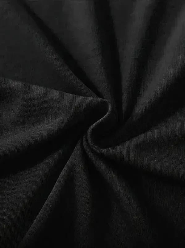 Fiyonk bosmali qora keng o'lchamli unisex futbolka - Qora - 2