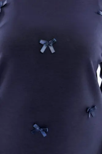 Fiyonk Detaylı Büyük Beden Sweatshirt Lacivert - 3