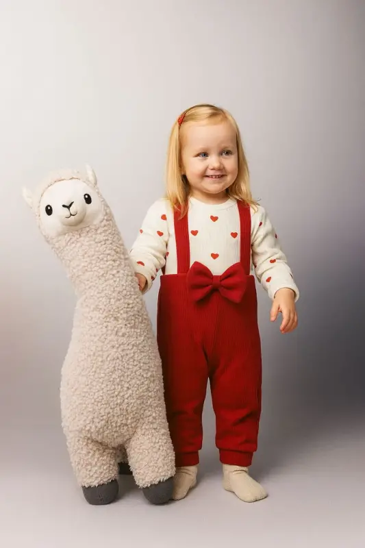 Fiyonklu Kalpli Bereli Kız Bebek Tulum - 4